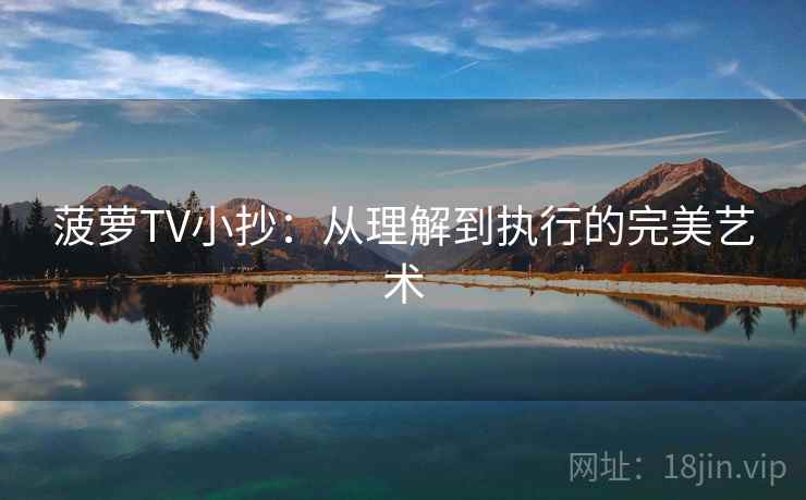 菠萝TV小抄：从理解到执行的完美艺术