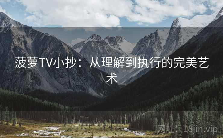 菠萝TV小抄：从理解到执行的完美艺术