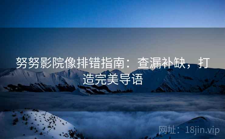 努努影院像排错指南：查漏补缺，打造完美导语