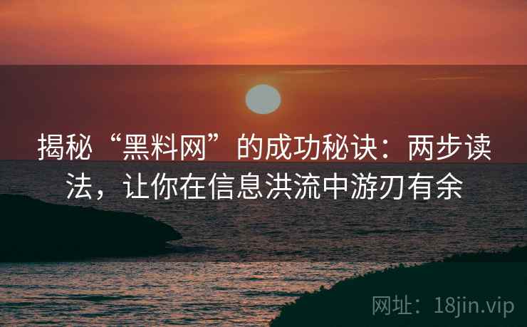 揭秘“黑料网”的成功秘诀：两步读法，让你在信息洪流中游刃有余