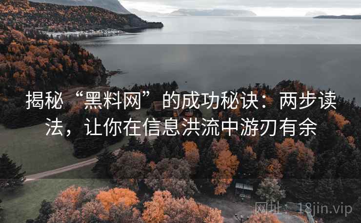 揭秘“黑料网”的成功秘诀：两步读法，让你在信息洪流中游刃有余