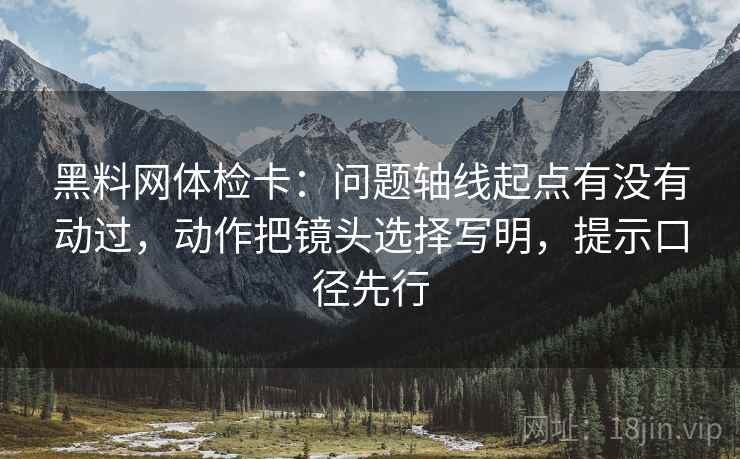 黑料网体检卡：问题轴线起点有没有动过，动作把镜头选择写明，提示口径先行